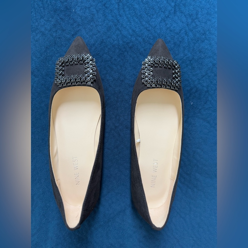 Nine West Black Loafers with Elegant Metal Ornament